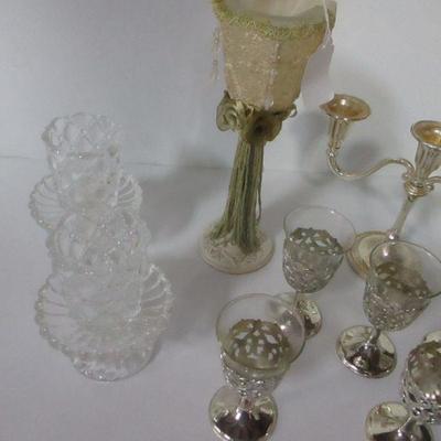Lot 92 - Candle Holder & Glasses