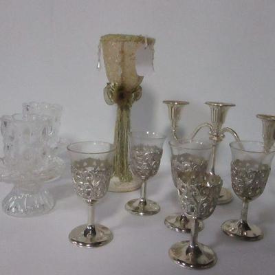 Lot 92 - Candle Holder & Glasses