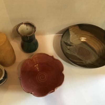 160    5 Pieces of Handmade Pottery (4 Signed )