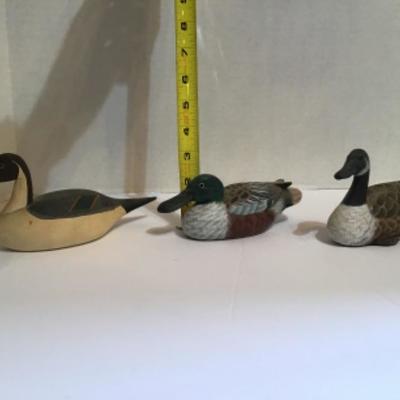 162  Lot of 3 Small Decoys and One Large Decoy Signed  by Capt. Jen Urie 