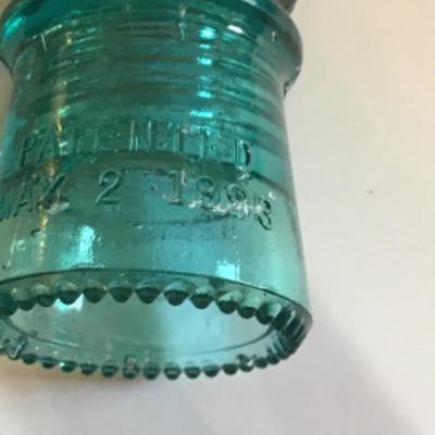 165: Lot of Vintage Teal and Clear Glass Bottles and Insulators 