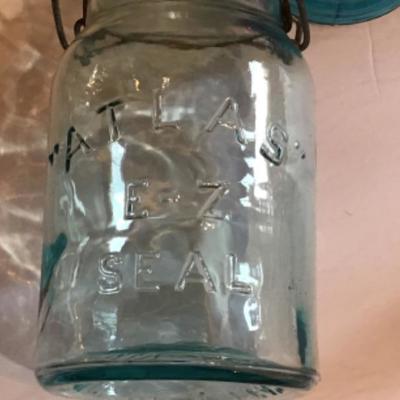165: Lot of Vintage Teal and Clear Glass Bottles and Insulators 
