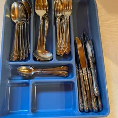 177: Mikasa 37pc set of Gerald Patrick Sweet Pea Stainless Flatware 