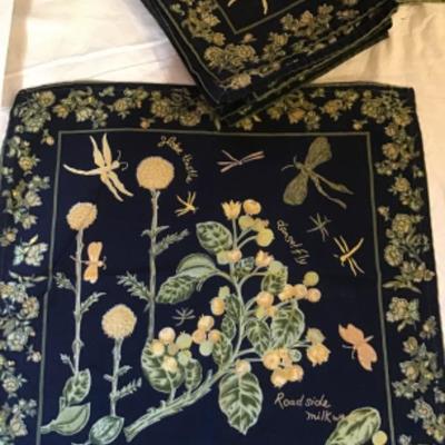 195: Lot of April Cornell Table Linens and Placemats , Past Time Table cloth