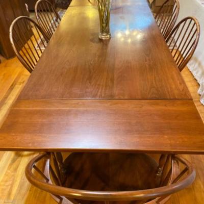 197: Bartley  Cherry Table with 6 Windsor Style Chairs 