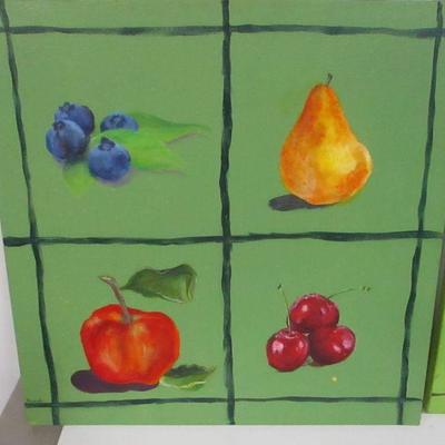 Lot 139 - Hand-painted Fruit Canvases 