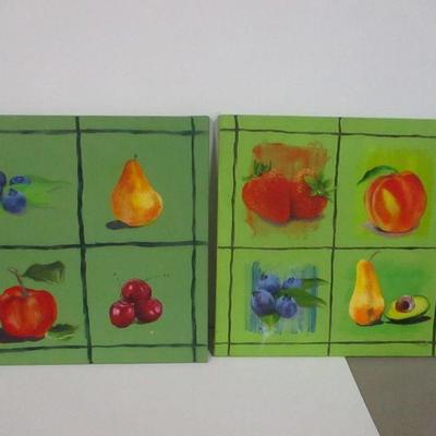 Lot 139 - Hand-painted Fruit Canvases 