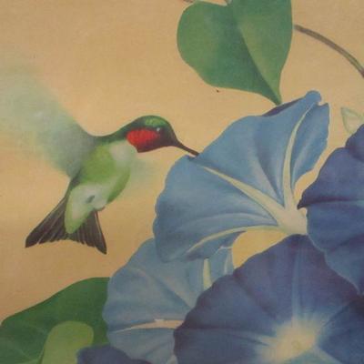 Lot 141 - Hummingbirds & Flower Picture 23 3/4" x 19 1/4"