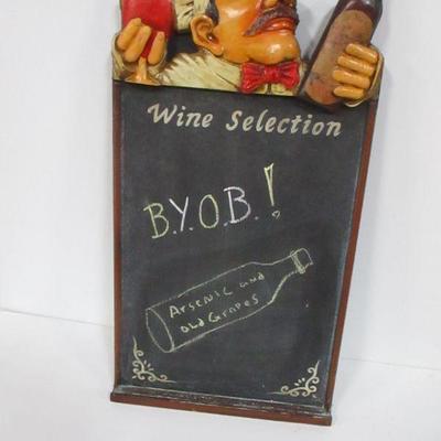 Lot 148 - Vintage 3D Wine Selection Menu Chalk Board Wood Sign 