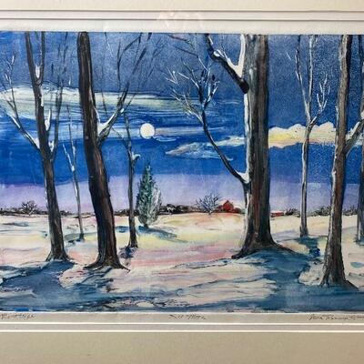 211  Framed Monotype â€œ Full Moon â€œ by Jean Ranney Smith