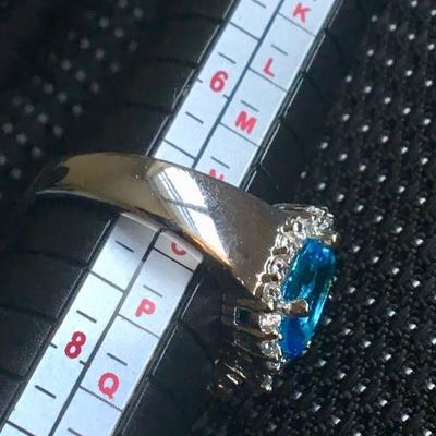 Sterling Silver Ring Size 9 With Blue Oval Stones Lot #10