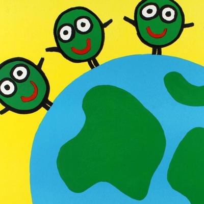 Todd Goldman Signed "Peas on Earth" Limited Edition 32x32 Lithograph