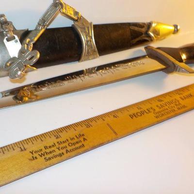 " German WW 2 Military dagger reproduction 14 in. full size,"