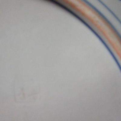 Lot 3 - Vintage Blue & White with Pearl Rim Porcelain Asian Plate 12"