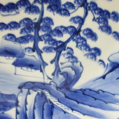 Lot 4 - Vintage Blue & White Chinoiserie Porcelain Plate Forest and Mountain Scape 12"