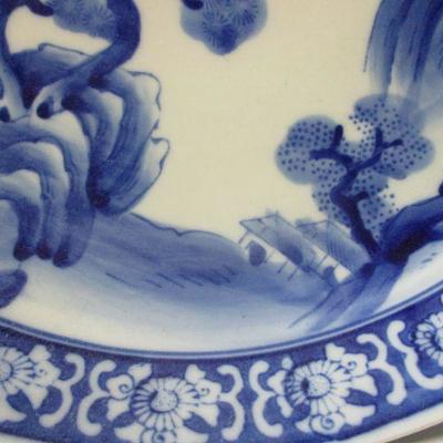 Lot 8 -Vintage Blue & White Porcelain 12" Serving Bowl
