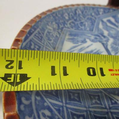 Lot 9 -Vintage Blue & White Porcelain Asian Plate Forest Backdrop Scalloped Edge 12"