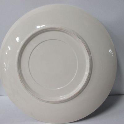 Lot 10 - Vintage Blue & White Porcelain Asian Plate Blossom with Spiral Design 15"