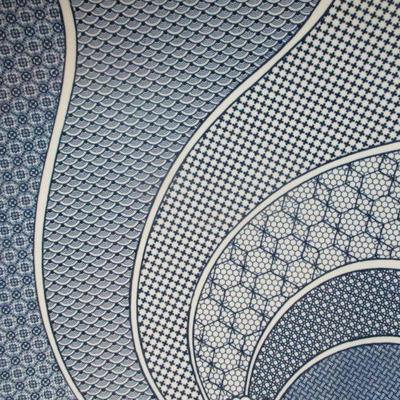 Lot 10 - Vintage Blue & White Porcelain Asian Plate Blossom with Spiral Design 15"