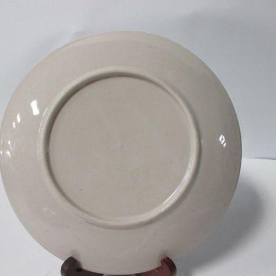 Lot 12 - Vintage Blue and White Porcelain Plate Framed Lush Forest Backdrop Scalloped Edge 10"