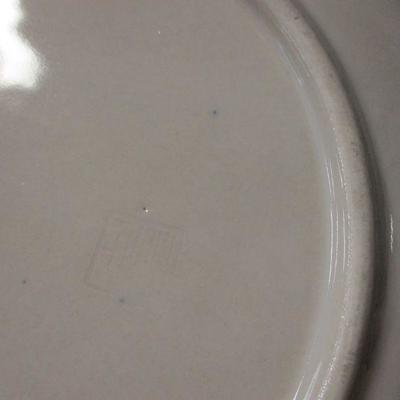 Lot 12 - Vintage Blue and White Porcelain Plate Framed Lush Forest Backdrop Scalloped Edge 10"