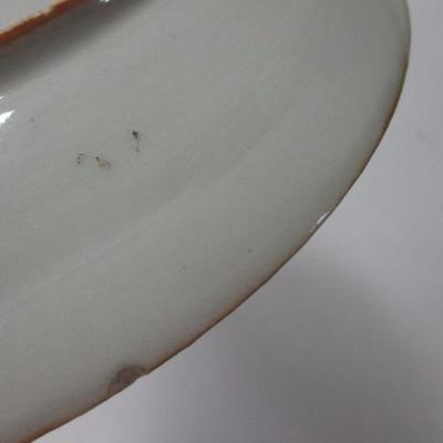 Lot 13 - Vintage Blue and White Porcelain Plate Framed Scalloped Edge 10"