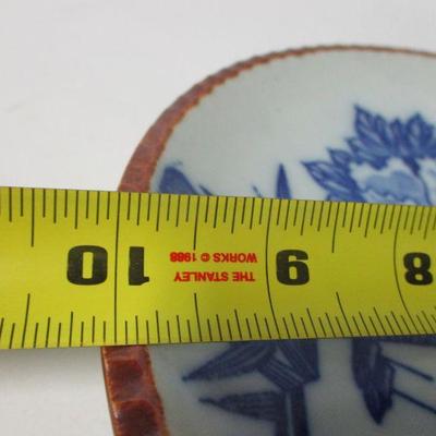 Lot 13 - Vintage Blue and White Porcelain Plate Framed Scalloped Edge 10"