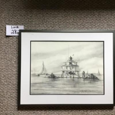 282 Original Pencil Sketch â€œThomas Point Lighthouseâ€by Jean Ranney Smith 