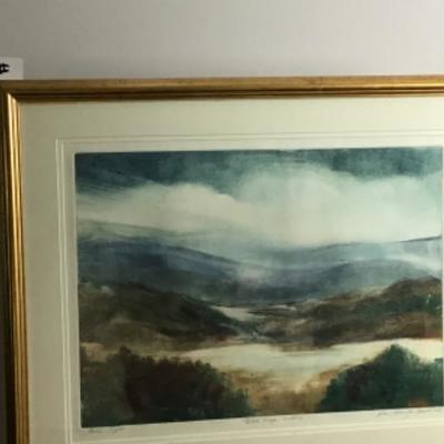 330: Signed Monotype " Blue Ridge Valley" by Jean Ranney Smith