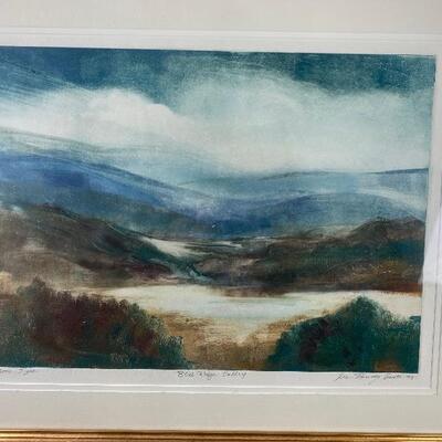 330: Signed Monotype " Blue Ridge Valley" by Jean Ranney Smith