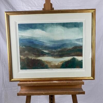 330: Signed Monotype " Blue Ridge Valley" by Jean Ranney Smith
