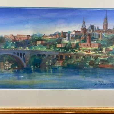 331 Framed Original Watercolor "Keybridge Midnight" by Jean Ranney Smith â€˜04