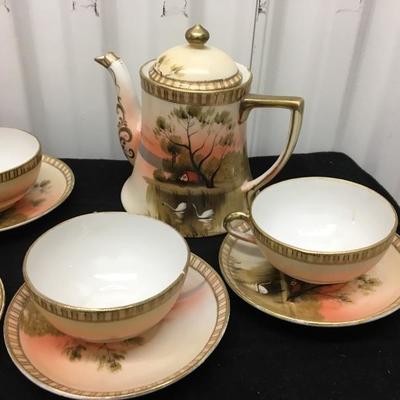 Hand Painted Porcelain Tea Set Vintage Japan