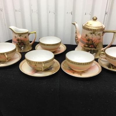 Hand Painted Porcelain Tea Set Vintage Japan