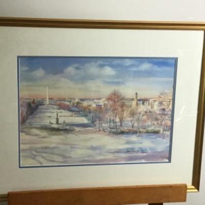 338 Framed Original Watercolor "Winter in Washington" by Jean Ranney Smith 2002