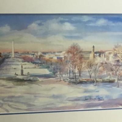 338 Framed Original Watercolor "Winter in Washington" by Jean Ranney Smith 2002