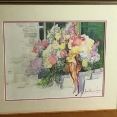 342 Original Watercolor "Basket of Flowers"  by Jean Ranney Smith â€˜01