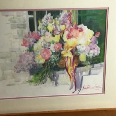 342 Original Watercolor "Basket of Flowers"  by Jean Ranney Smith â€˜01
