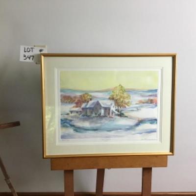 347 Framed Signed Monotype "Riverside" by Jean Ranney Smith â€˜04