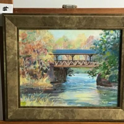 350 Original Oil Painting " Covered Bridge"  by Jean Ranney Smith