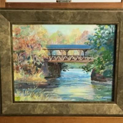 350 Original Oil Painting " Covered Bridge"  by Jean Ranney Smith