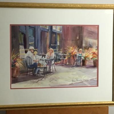 351 Framed Original Watercolor "Lunch Outside" by Jean Ranney Smith