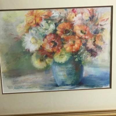 352 Framed Original Pastel "Bouquet of Flowers" by Jean Ranney Smith â€˜92