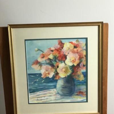 358 Framed Original Watercolor " Flower Bouquet"  by Jean Ranney Smith â€˜95