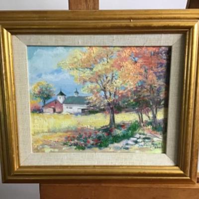 360: Framed Original Oil Painting "Farm in the Distance" by Jean Ranney Smith 2011
