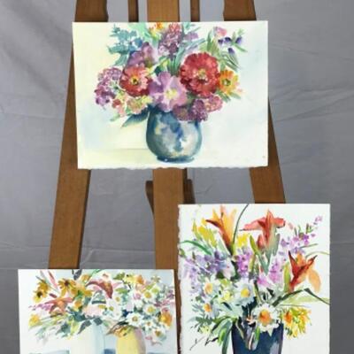 362: Set of Three Floral Watercolors 