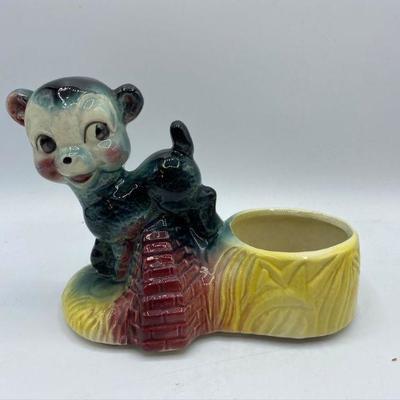 Vintage Ceramic Bear Lamb Planter