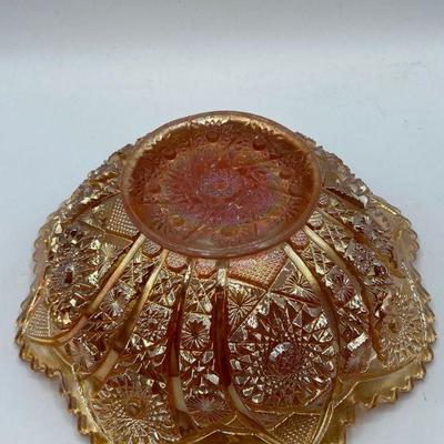 Imperial Marigold Carnival Glass Sawtooth Scalloped Fruit Bowl