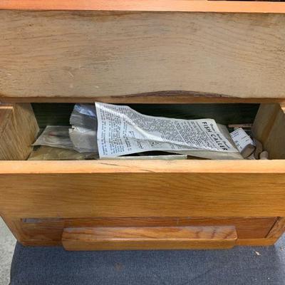 #102 Wooden Storage Box With Vintage Hooks & Split Shots Included