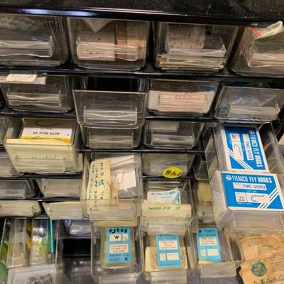 #103 Storage Tower with Small Drawers & Fishing Misc.